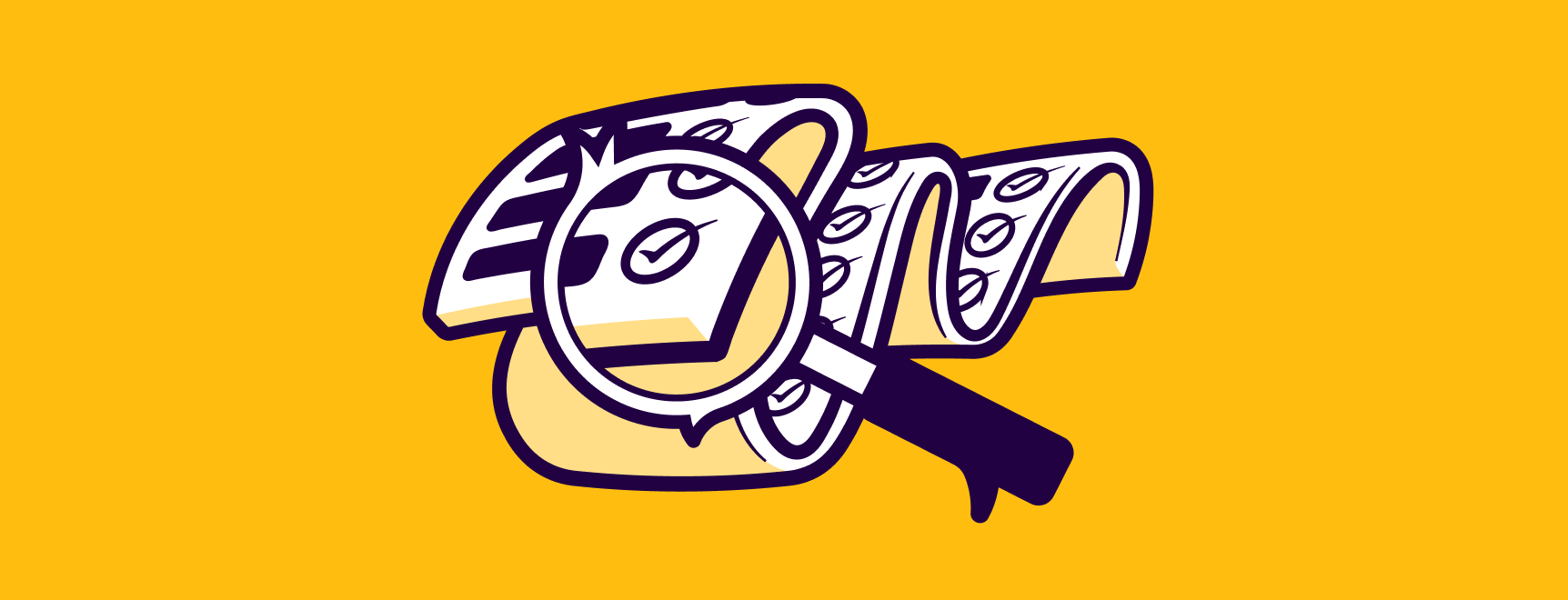A magnifying glass scanning a document