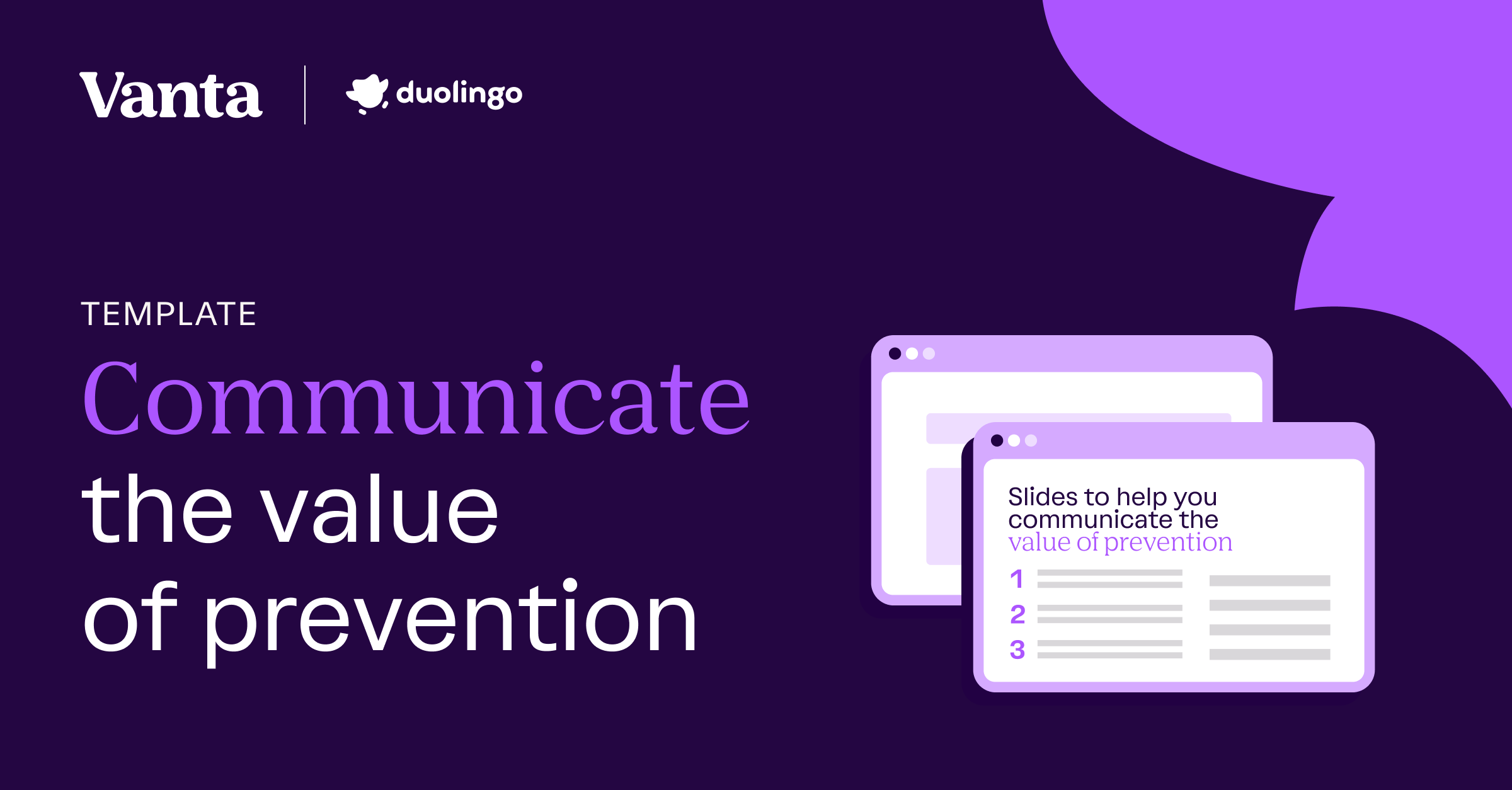 Template: Communicate the value of preventive security cover image