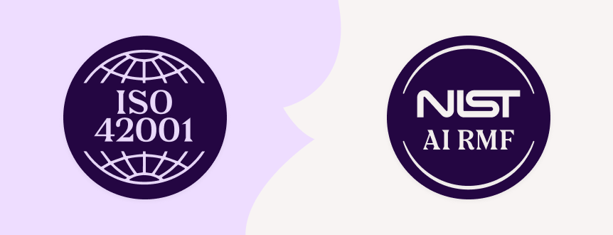 iso 42001 and nist ai rmf badges side by side