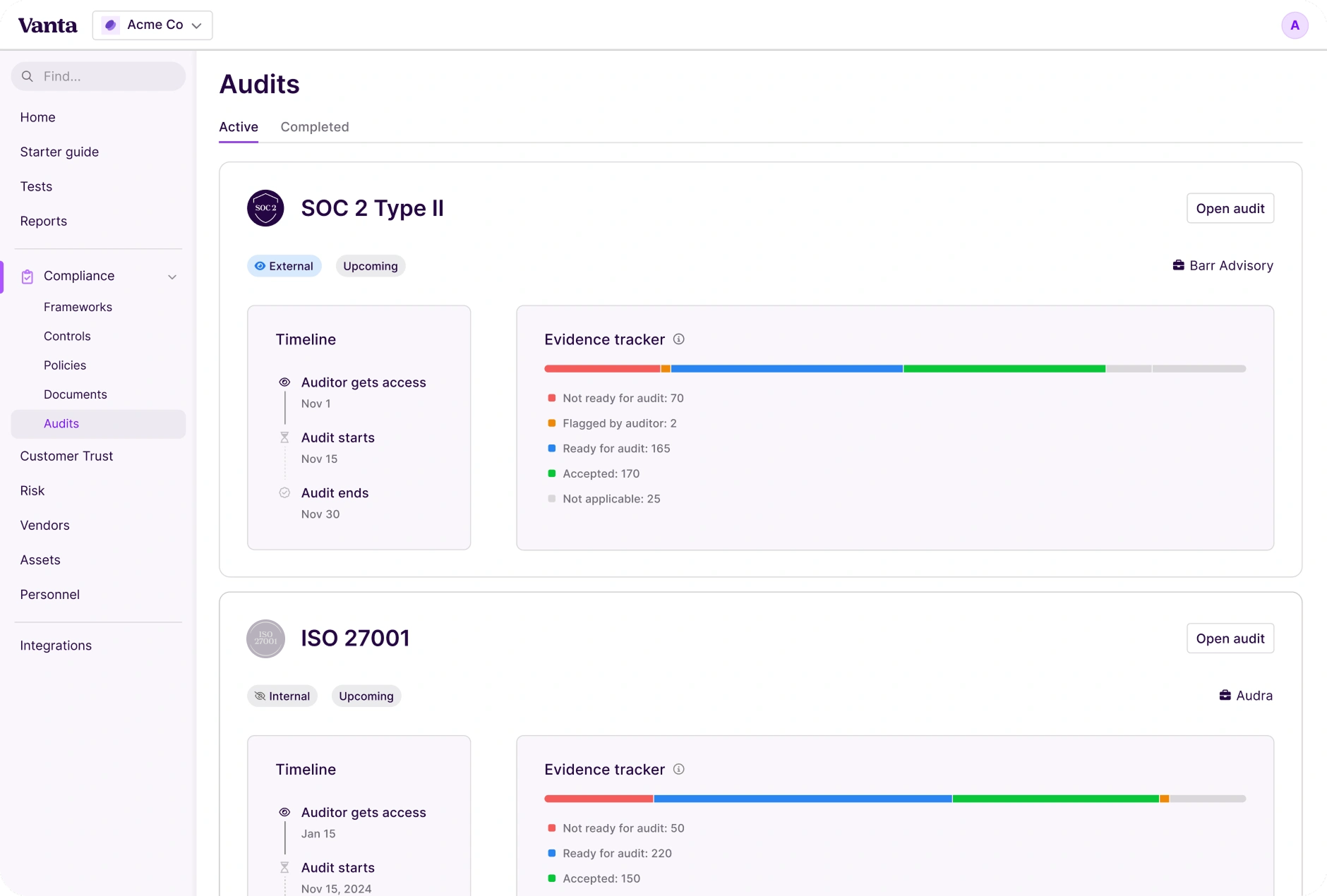 Vanta Audit Product UI graphic