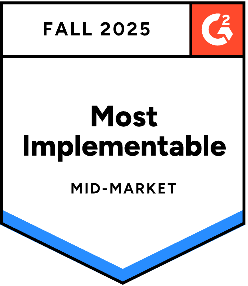 VendorManagement_MostImplementable_Mid-Market_Total G2 badge