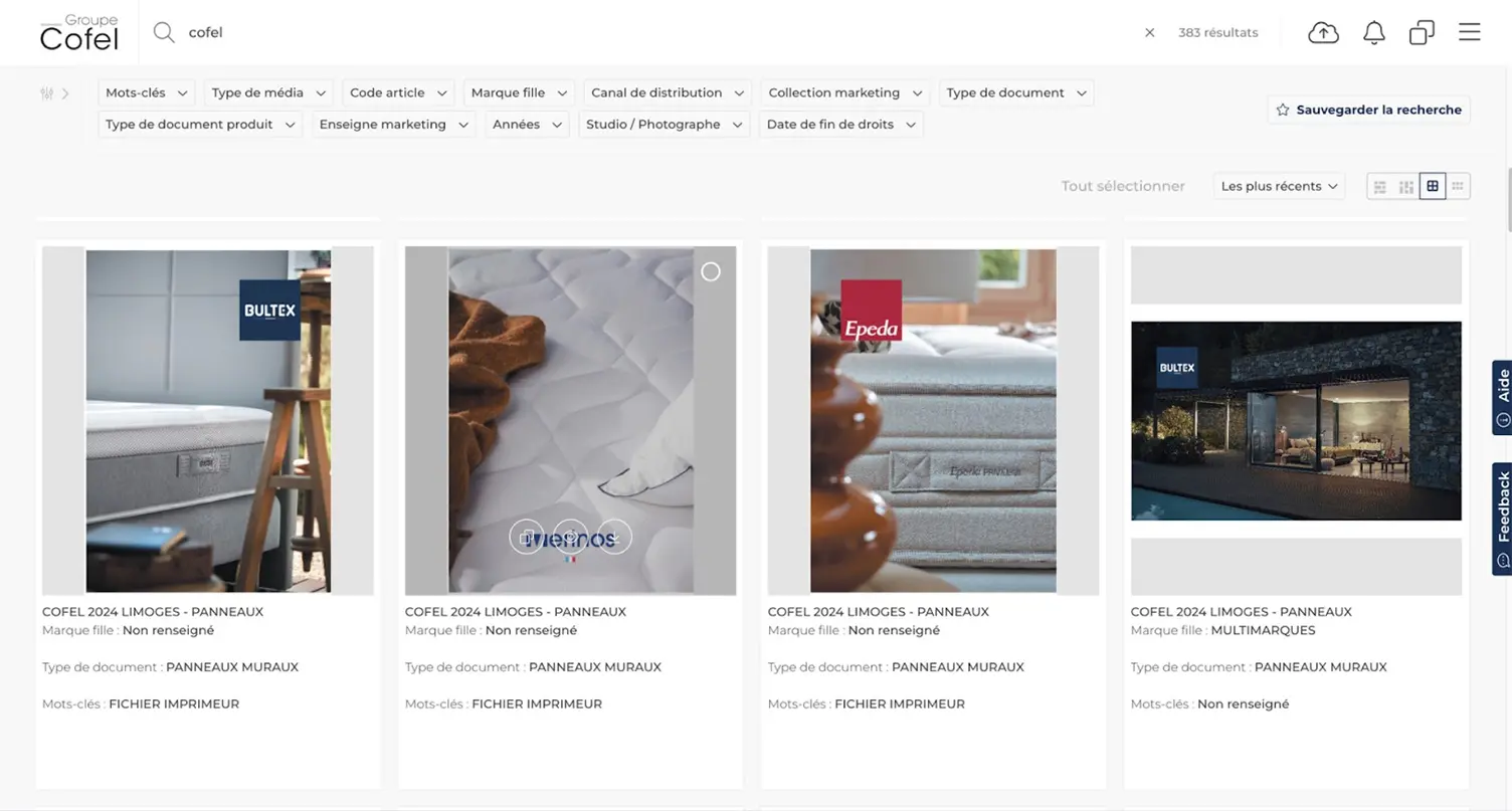 Groupe Cofel Mediacenter Suche
