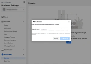 Facebook vérifier le domaine