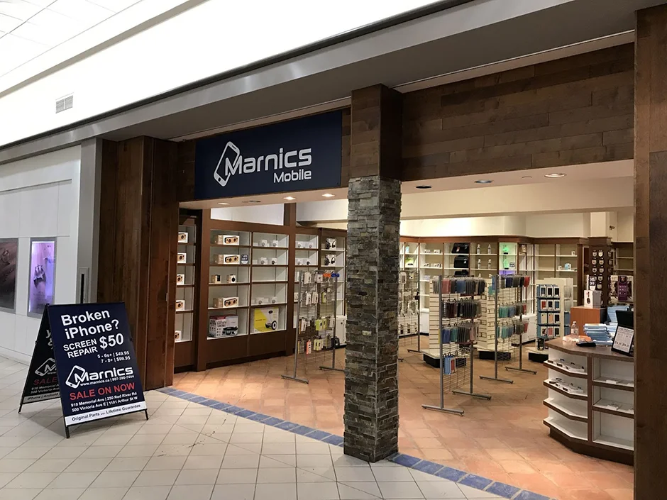Store entrance and signage