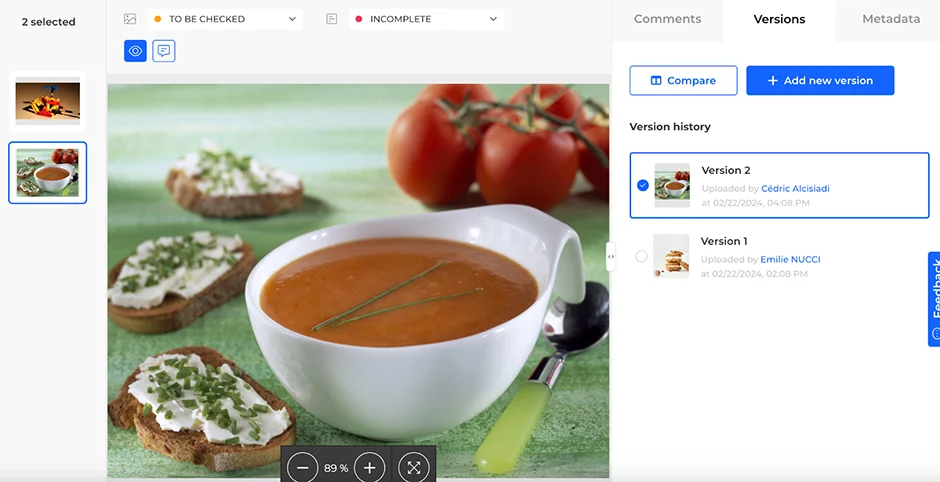 Comparaison des versions de Creative Workflow