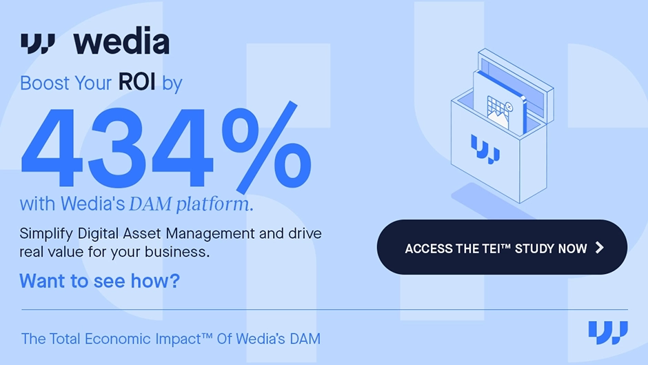 Boost Your ROI by 434% with Wedia's DAM platform.