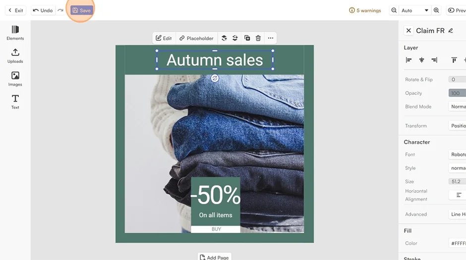 Hits Save. Just like that, a governed, flexible master template awaits in your DAM. Ready for local action