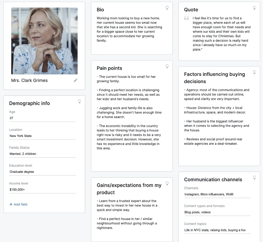Exemple de Persona de l'acheteur