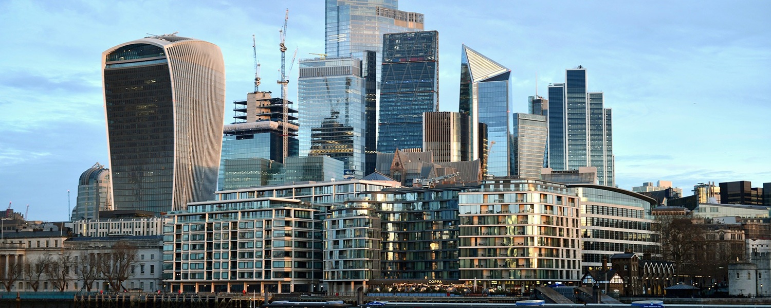 High-rise office towers in the City of London, illustrating the Stonehage Fleming workplace facilities case study