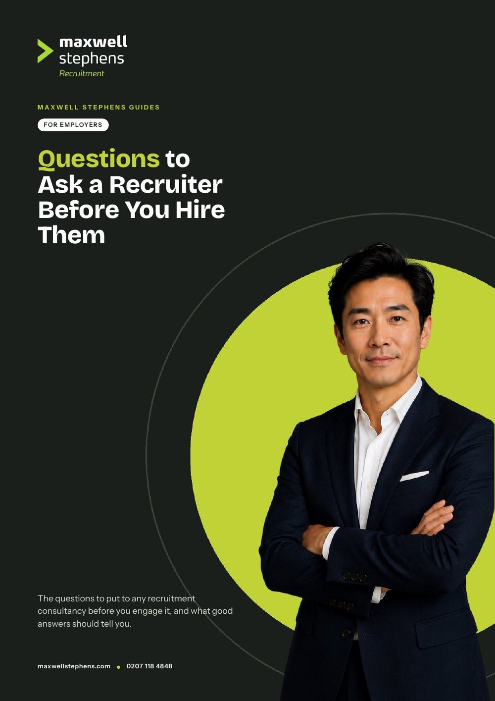 Cover of Questions to Ask a Recruiter Before You Hire Them, a Maxwell Stephens Guide