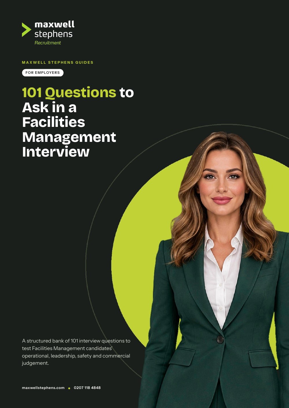 Cover of 101 Questions to Ask in a Facilities Management Interview, a Maxwell Stephens Guide