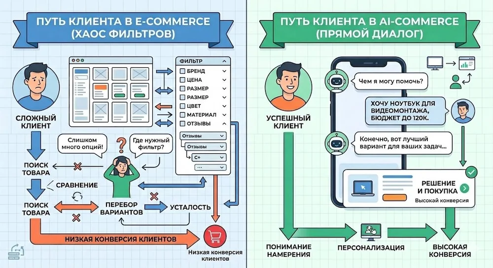 Диктатура маркетплейсов и смерть витрины: почему e-commerce заменяет AI-commerce