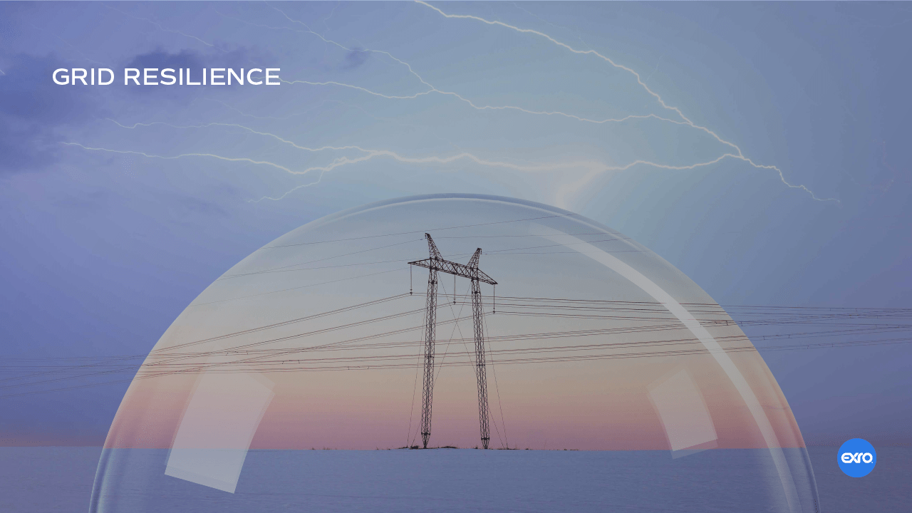 An electrical grid depicted as having grid resilience, which can include load shifting technique.