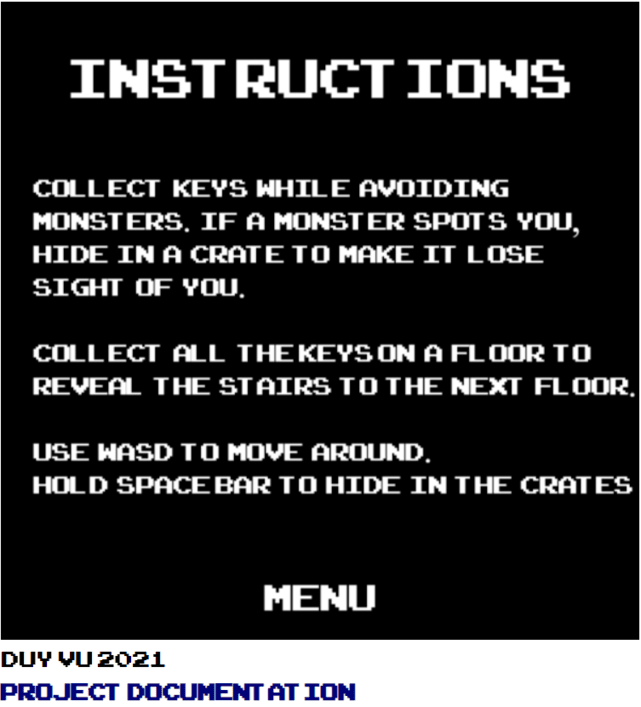 Instructions screen