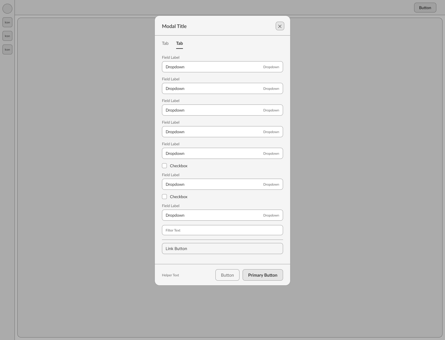 Wireframe of the Custom tab with its full set of fields.