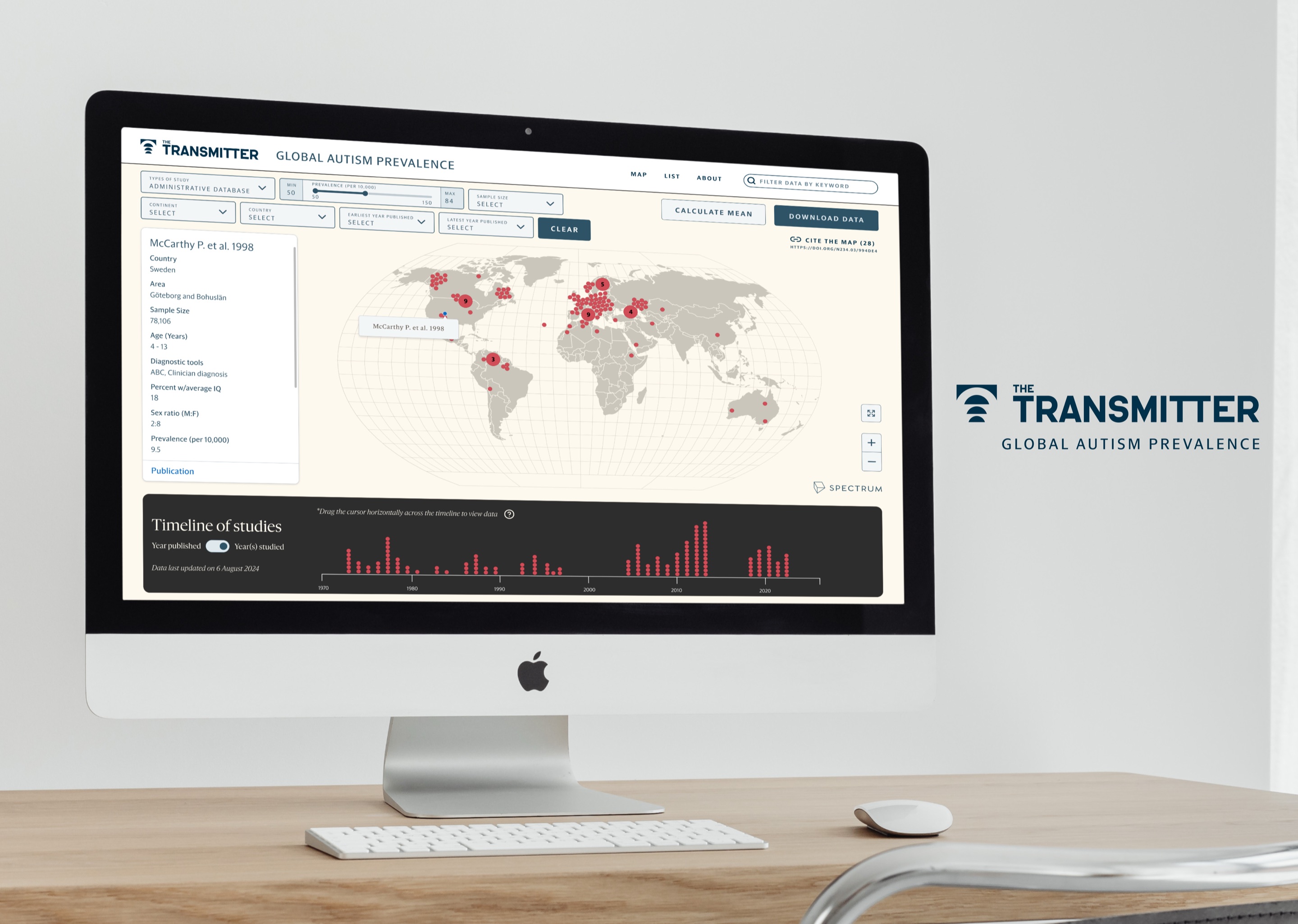 The redesigned prevalence map shown on a desktop display