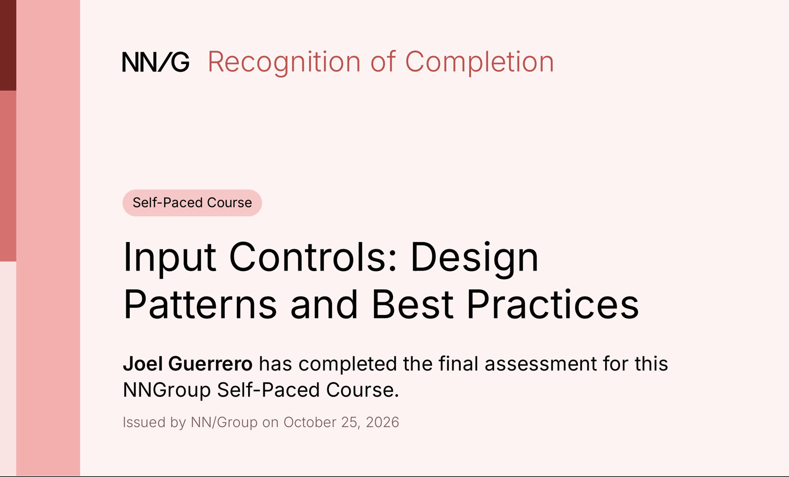 Recognition of completion for Input Controls: Design Patterns and Best Practices, Nielsen Norman Group