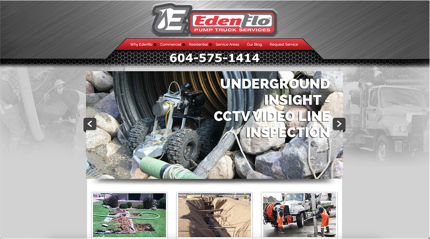 EdenFlo septic services audit by Vancouver digital marketing agency, showing missed SEO services, PPC opportunities, and need for web development improvements
