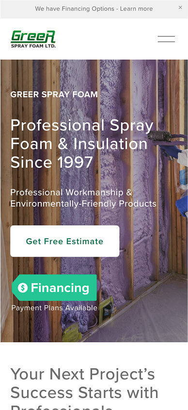 Vancouver Spray Foam Insulation Co mobile website - digital marketing for spray foam insulation Vancouver