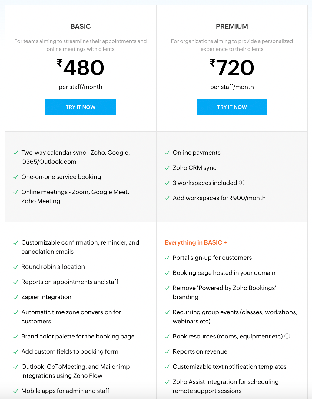Zoho Bookings Pricing Plans | Chili Piper Alternative