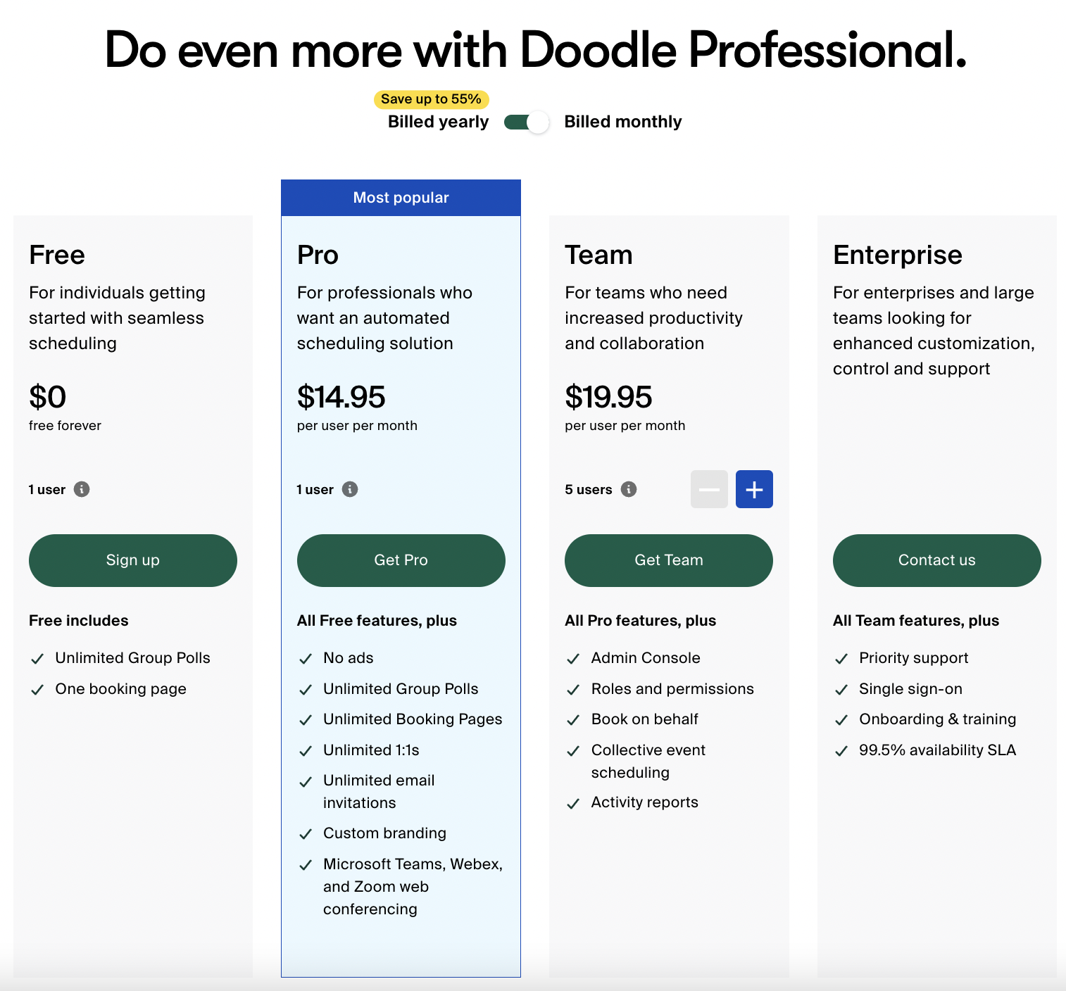 Doodle Pricing | Calendly Alternative