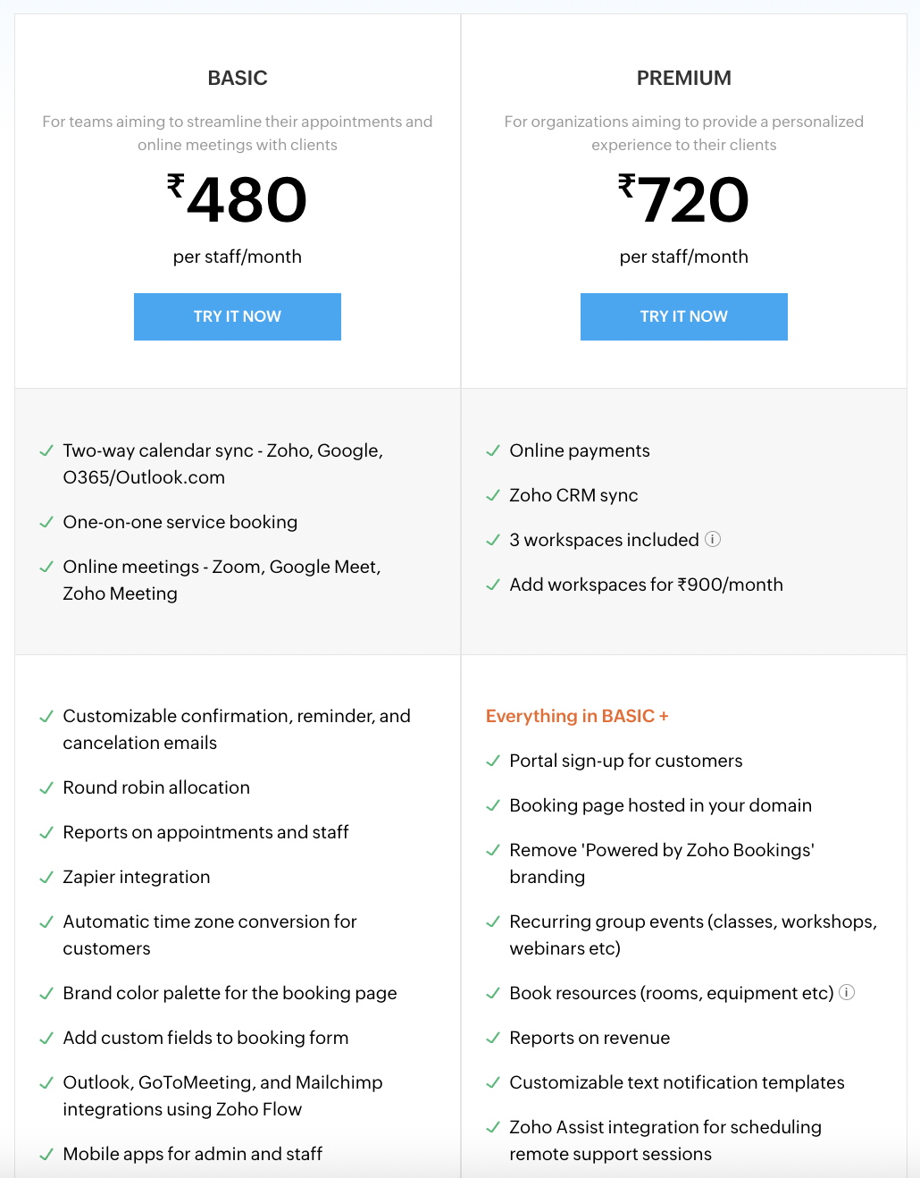 Zoho Bookings Pricing Plans | Chili Piper Alternative