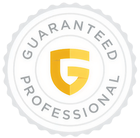 Guarantee seal with gold shield representing certified professional performance marketing service with money-back guarantee