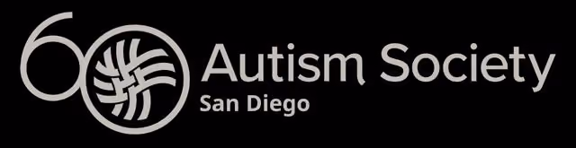 Logo of Autism Society San Diego featuring a stylized puzzle-like circle and number 60.