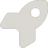Simplified gray rocket icon with a round window and geometric fins.