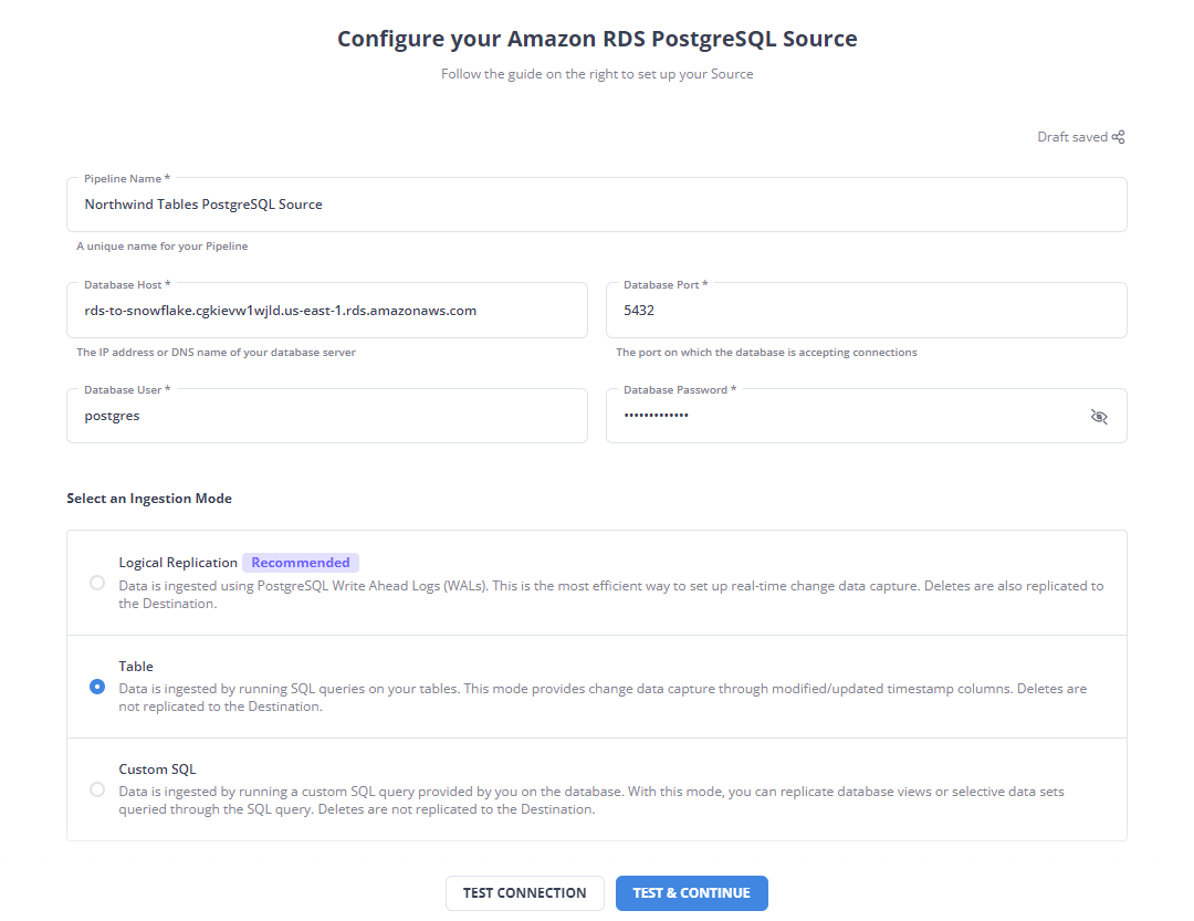 Configure source