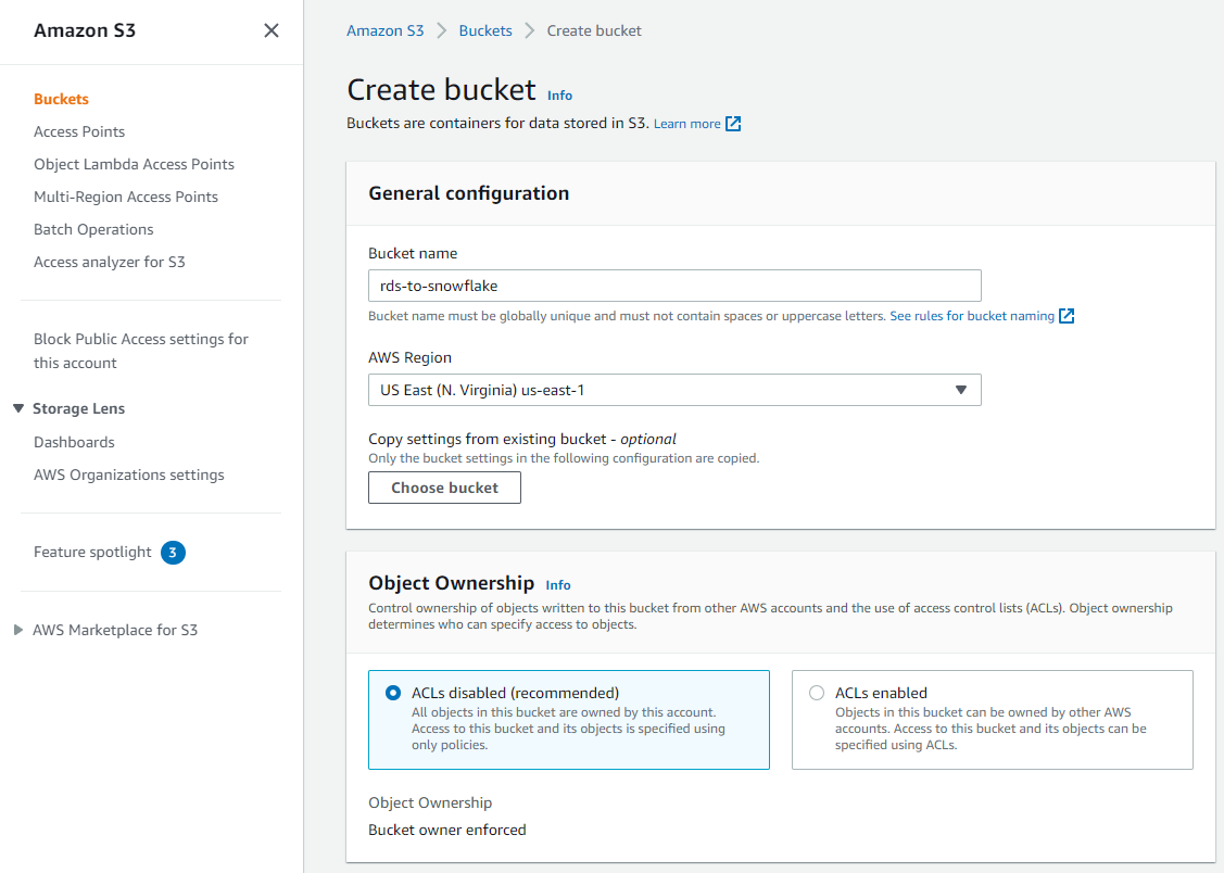 Create S3 bucket