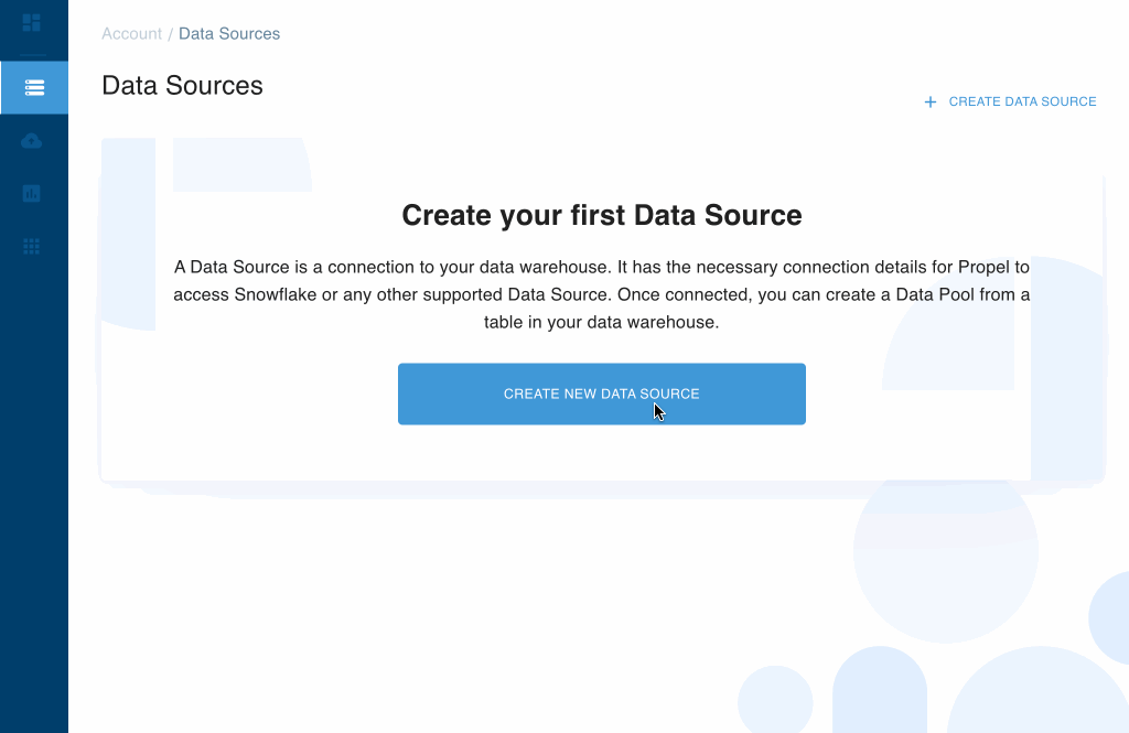 An animated screen capture of the Propel Console, showing exactly how to create a Data Source and the numerous checks that confirm the connection is working.