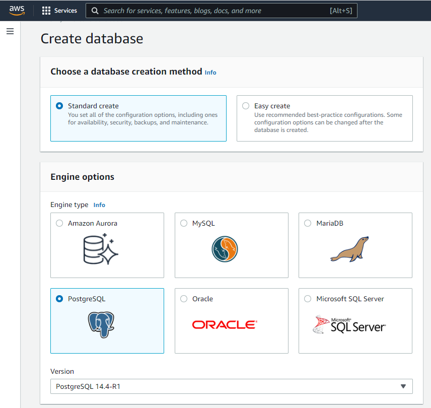 Create database