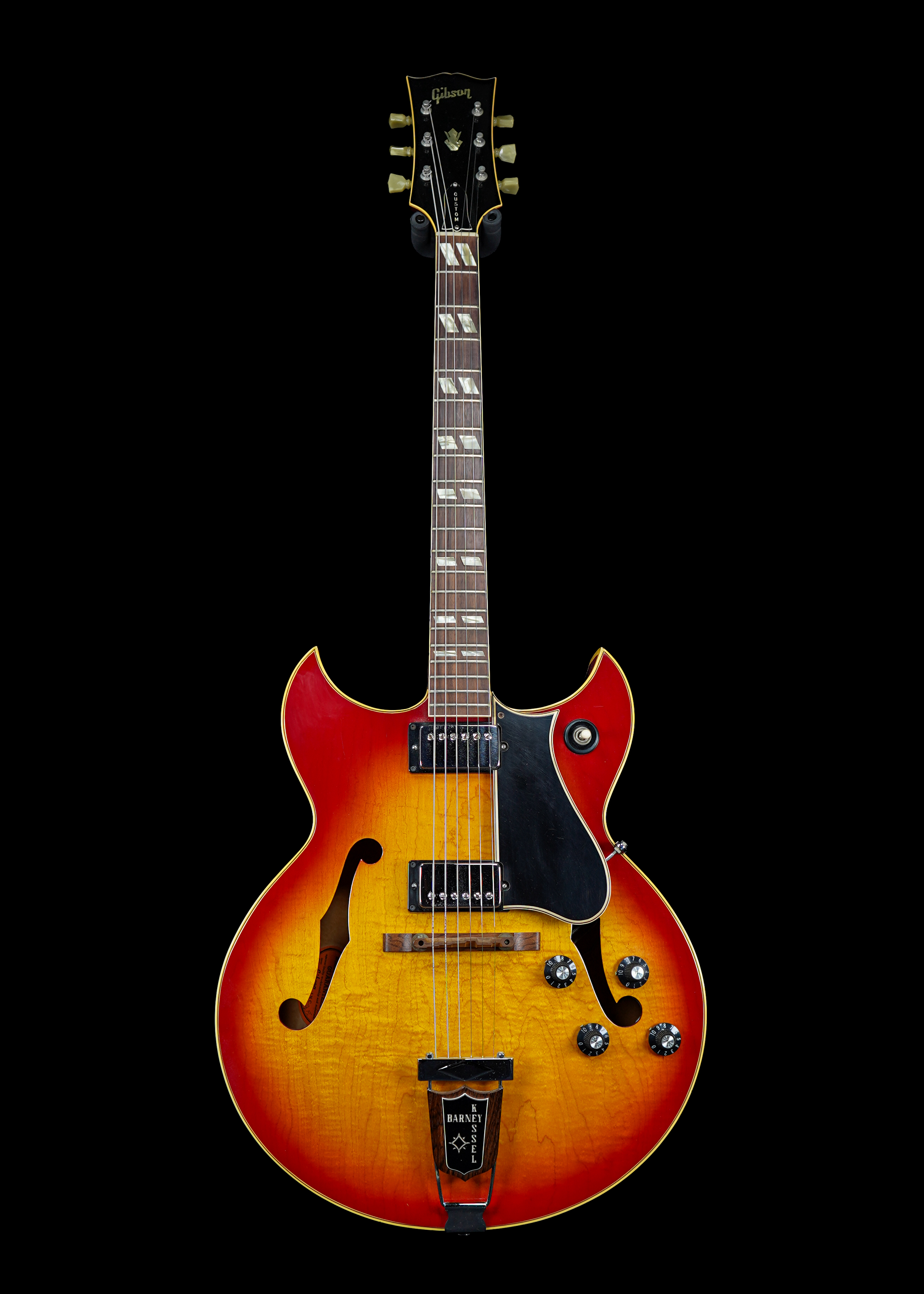 a professional photo of a 1966 Gibson Barney Kessel Custom Sunburst