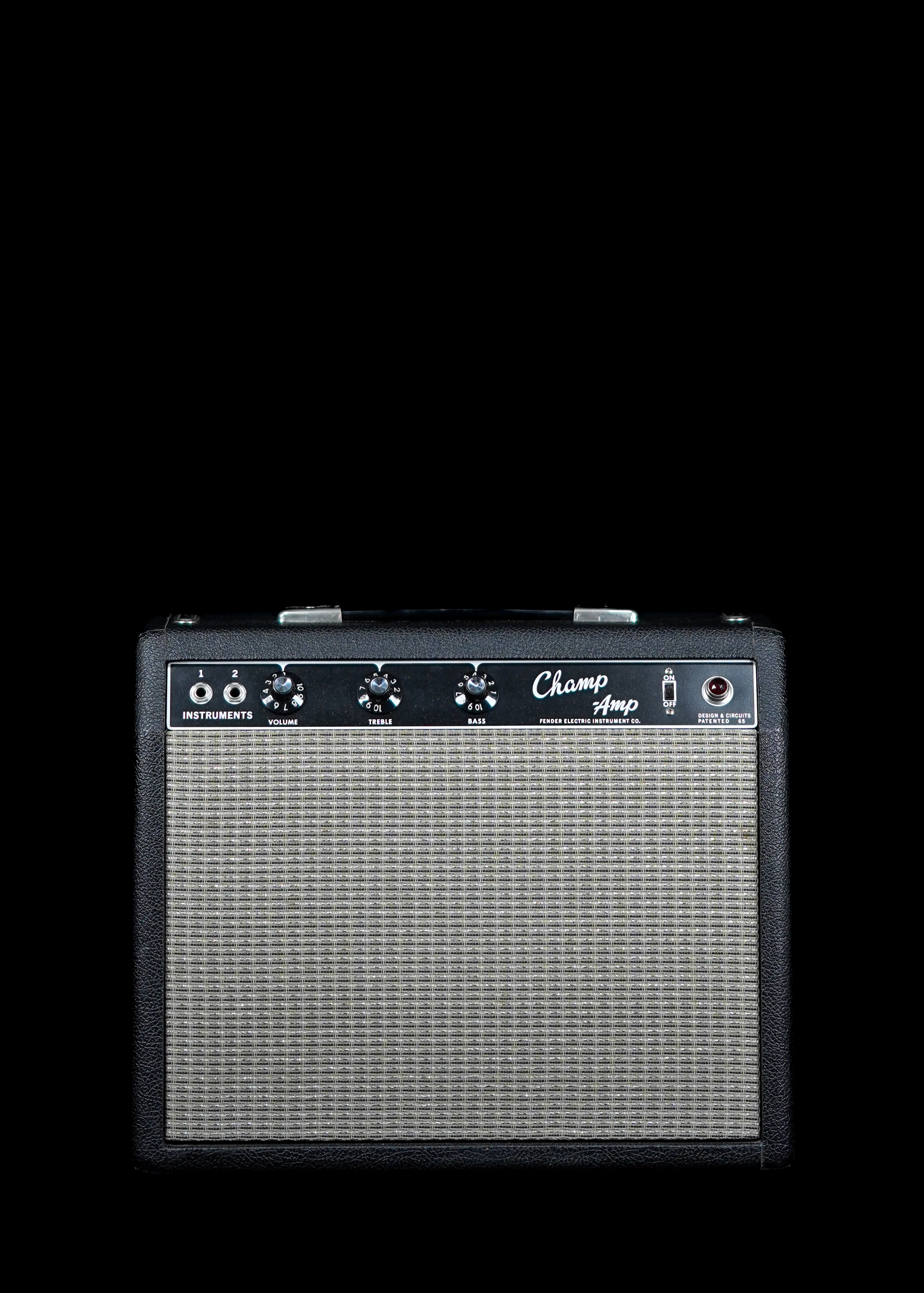 a professional photo of a 1965 Fender Champ Blackface vintage pre-CBS amplifier with its original box, photo by Tone Brothers, the best place to sell my vintage Fender guitar amplifier
