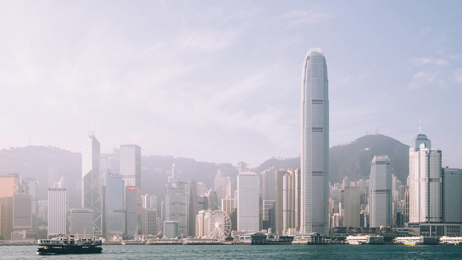 Hong Kong Central financial district skyline across Victoria Harbour, home to SFC-licensed securities brokerages