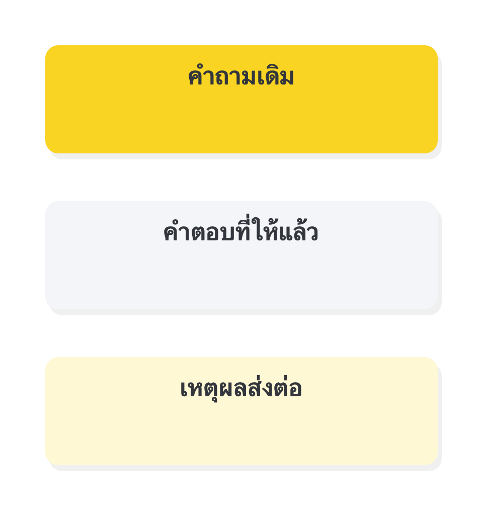 ส่งบริบทที่ช่วยให้คนทำงานต่อได้: คำถามเดิม → คำตอบที่ให้แล้ว → เหตุผลส่งต่อ