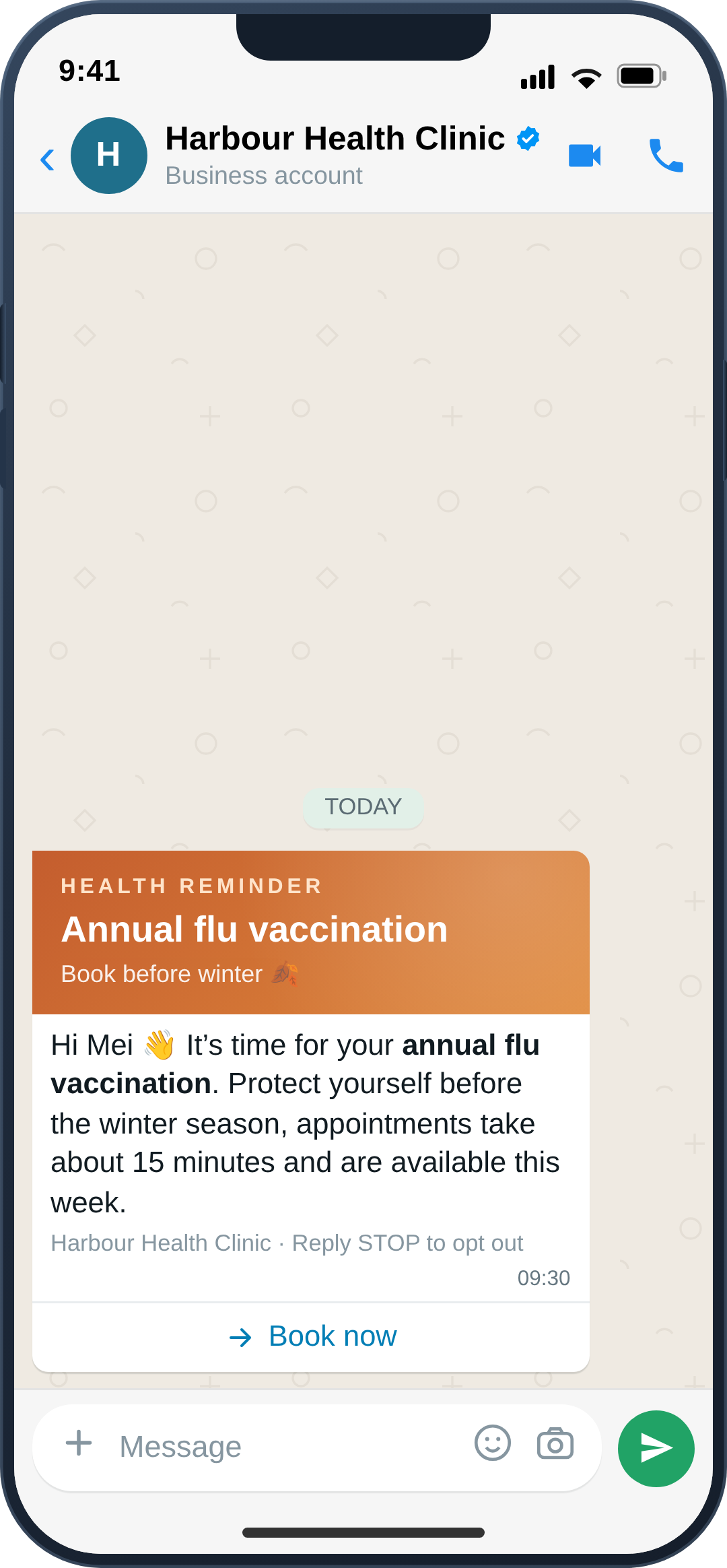 WhatsApp screening and vaccination recall broadcast for patients