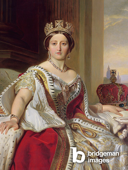 Portrait of Queen Victoria, 1859 (oil on canvas), Franz Xaver Winterhalter, (1806-73) (after) Victoria & Albert Museum, London, UK The Stapleton Collection Bridgeman Images