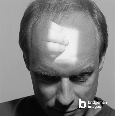 photo portrait of BRIAN ENO, Woodbridge Suffolk England, 1990 (b/w photo) © Brian Griffin. All rights reserved 2022 / Bridgeman Images