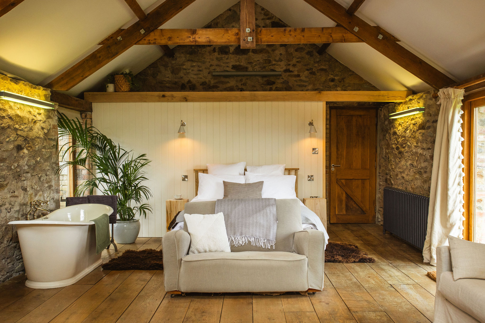 The Yard — stone walls and exposed beams, Borough Farm, Devon