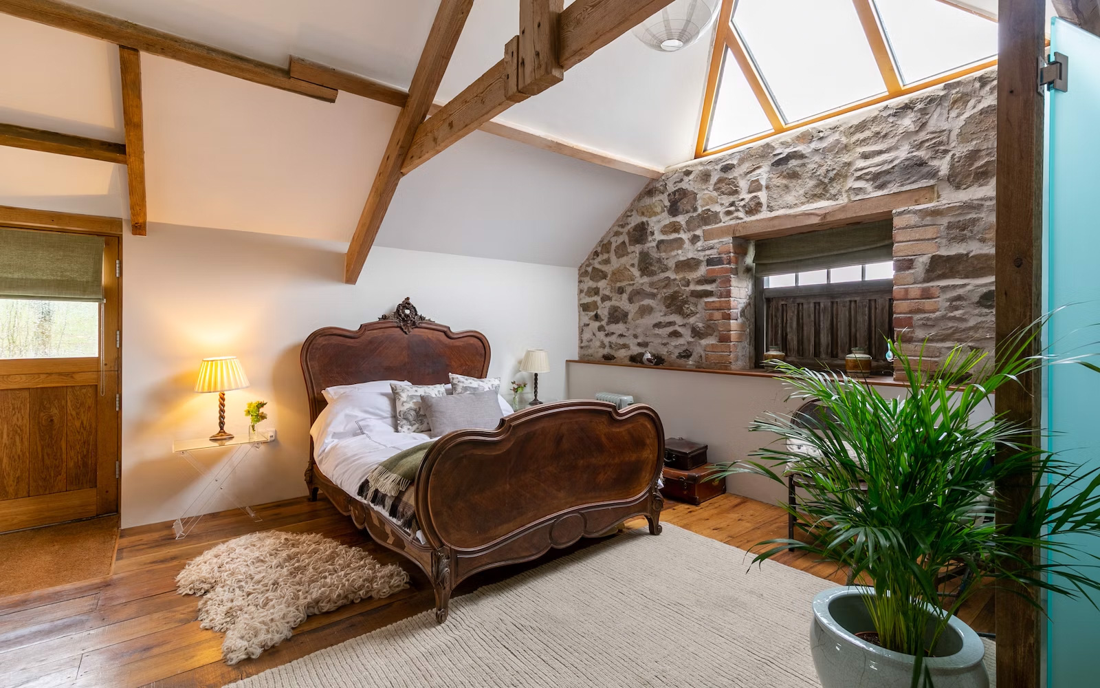 Inside The Granary barn at Borough Farm, Devon