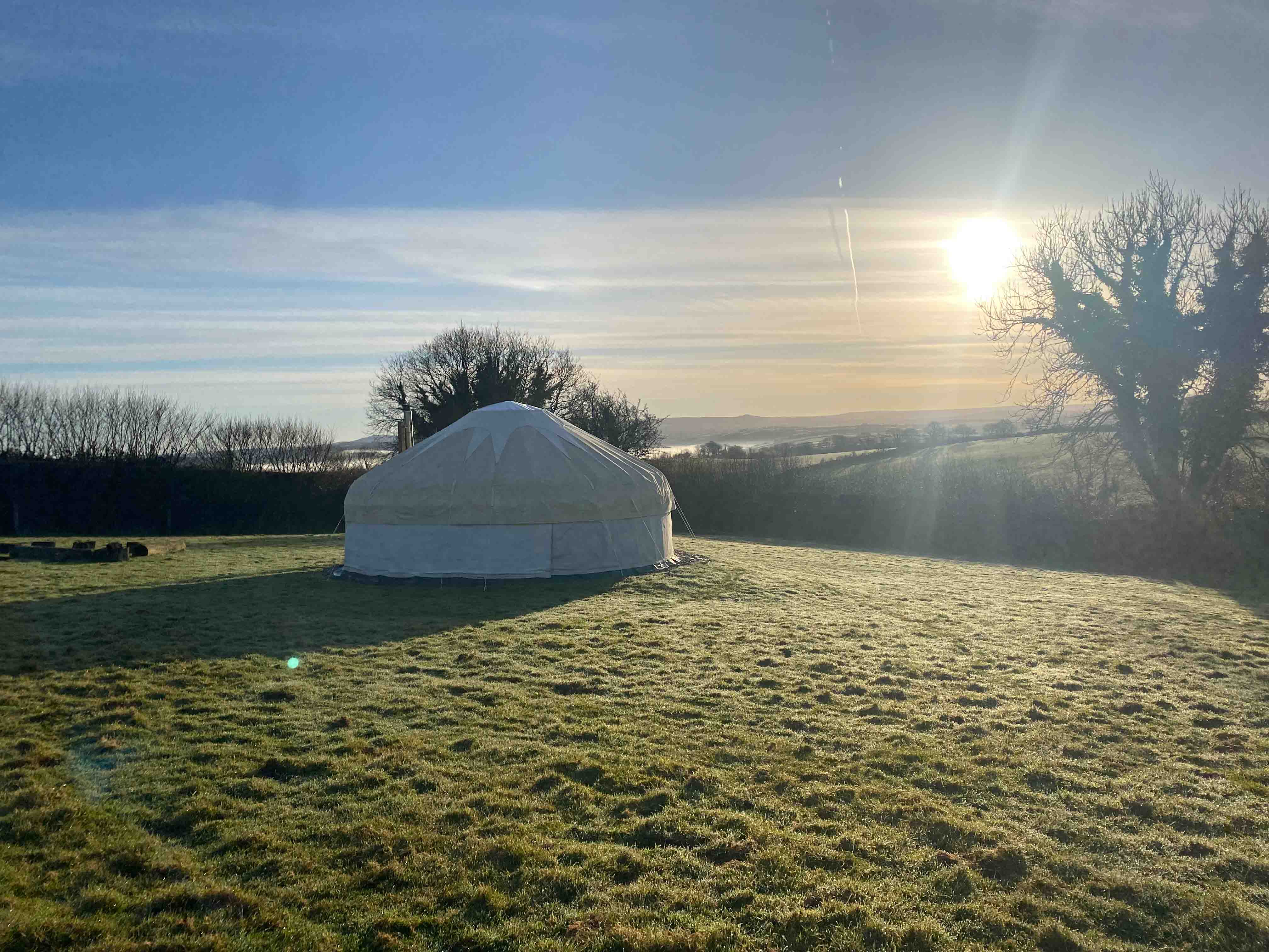 Borough Farm countryside around Great Links yurt, Devon