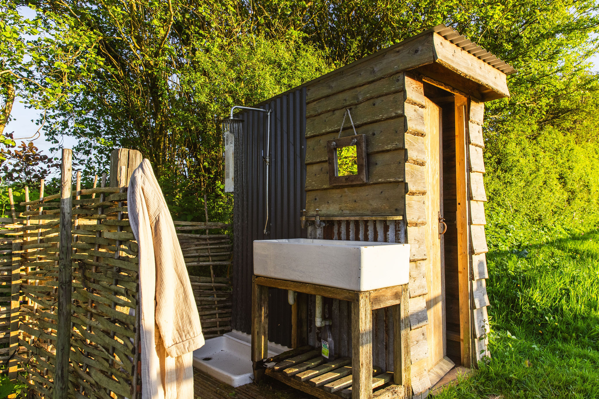 Great Links yurt at sunrise, Borough Farm, Devon