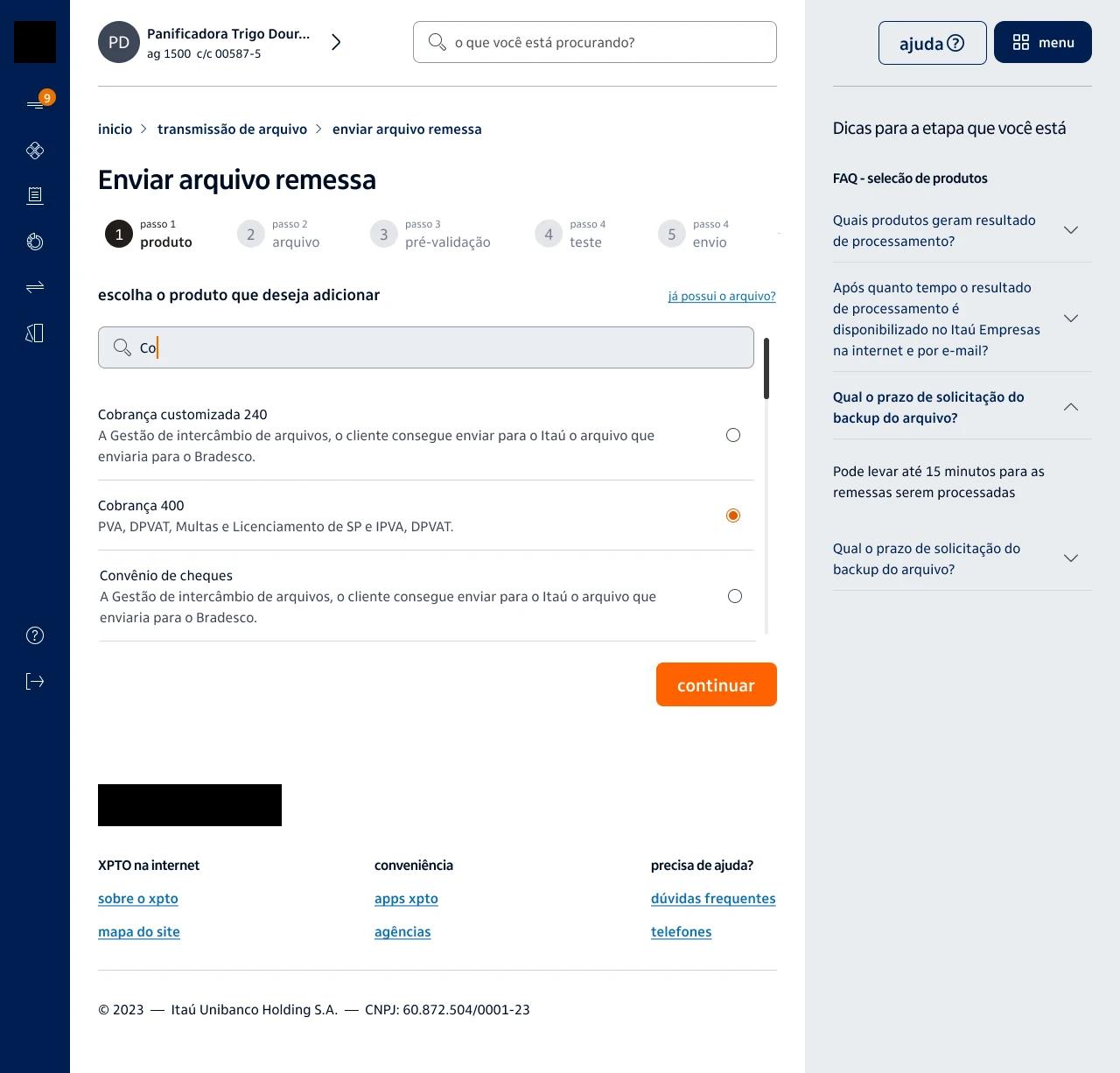A part of the process of upload an archive