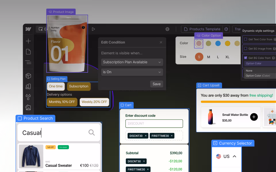 Boutiques Shopify avec Webflow