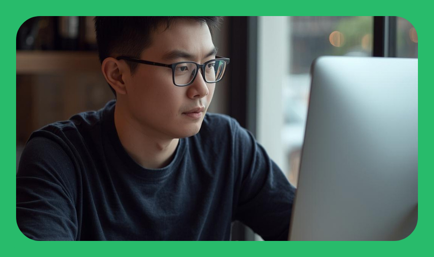 A man working on a computer creating a customer experience programme in SmartSurvey