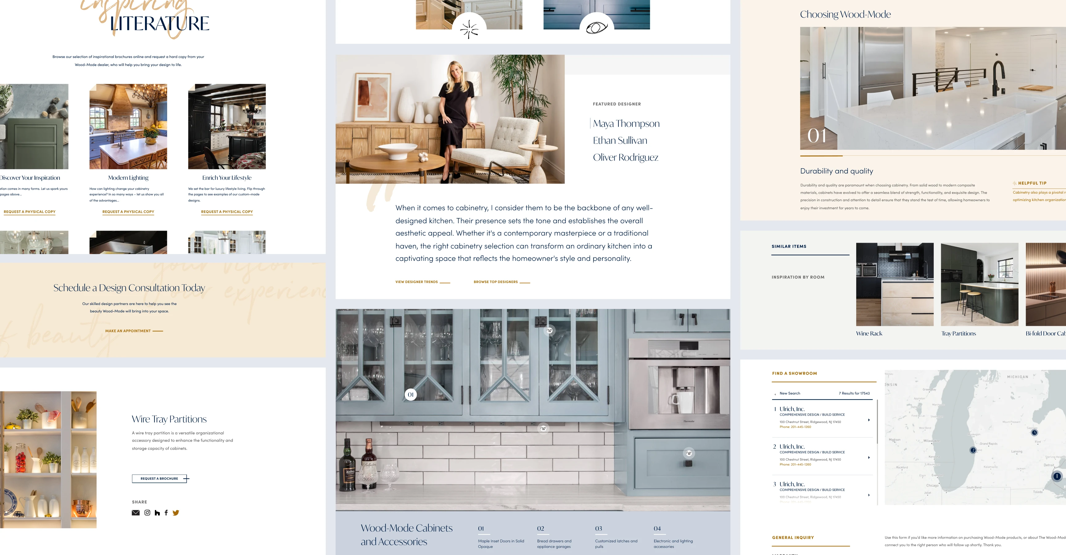 Collage of different website page designs