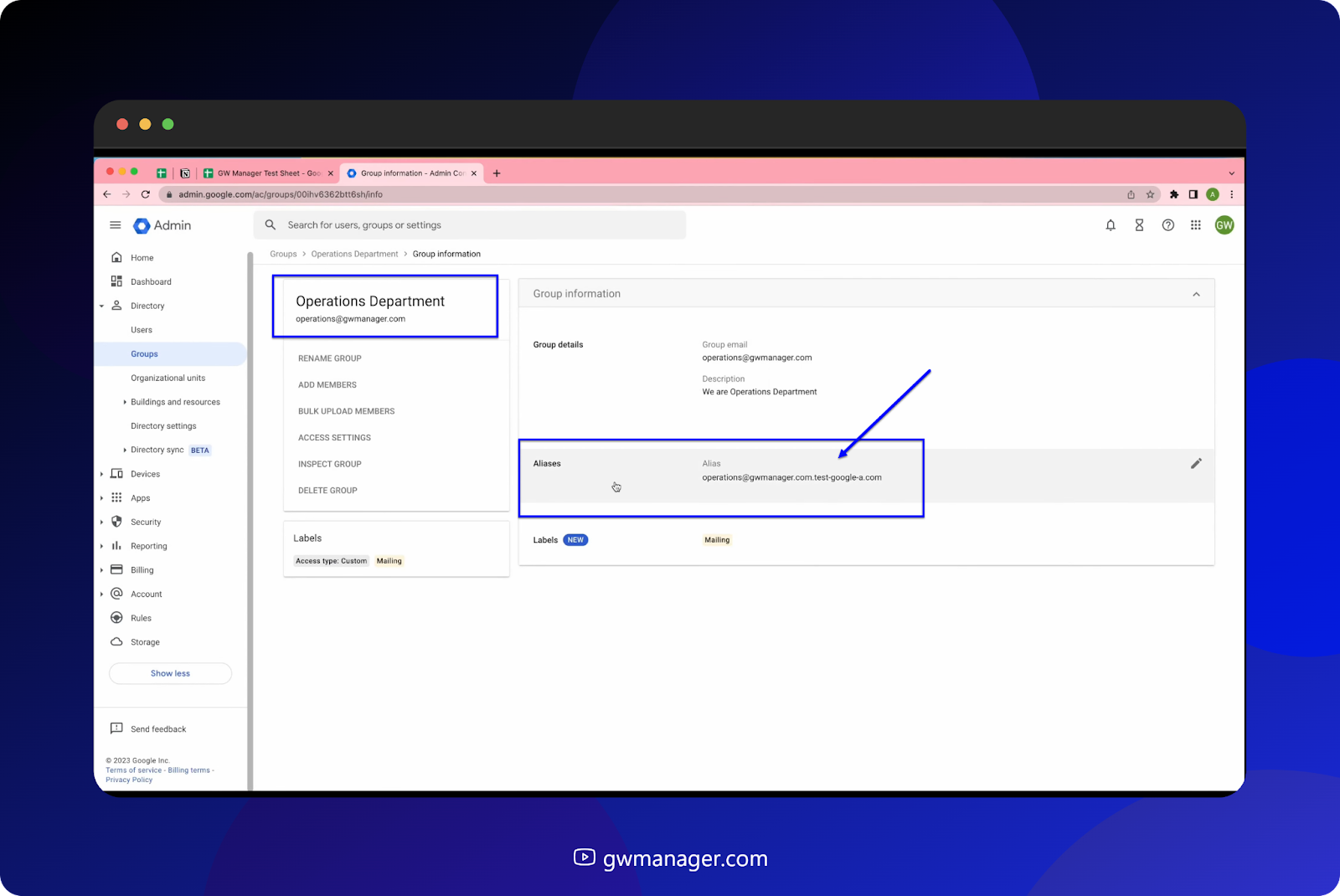 Group aliases prior to creation in Google Workspace Admin Console