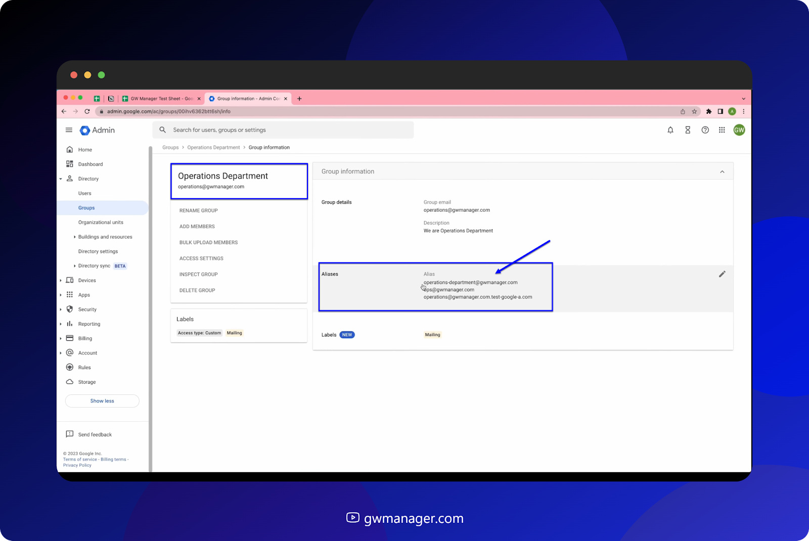 Exported Group Aliases data is available for review